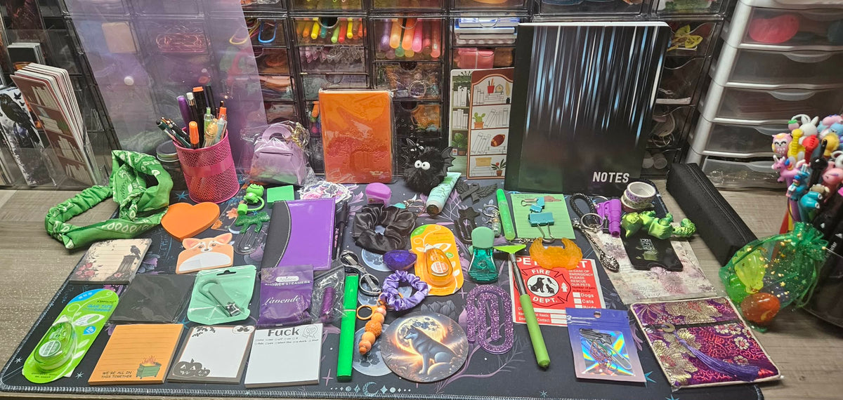 Halloween colored bundle in front of acrylic case